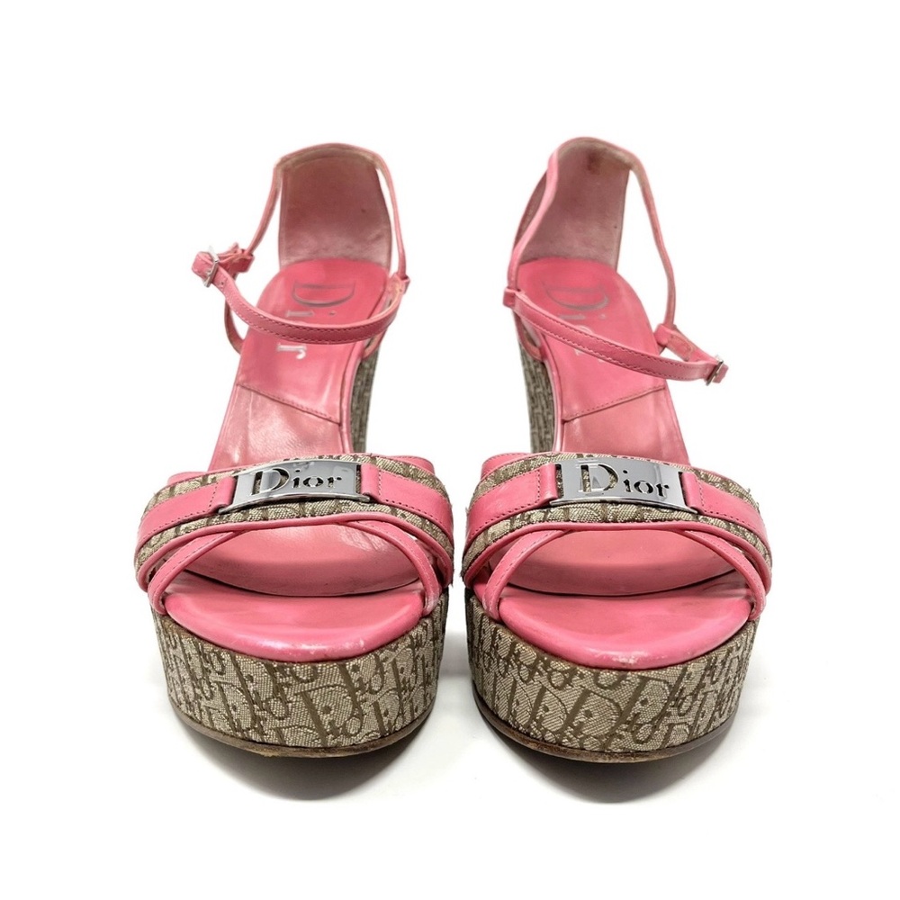 Dior Pink Logo Strap Slingback Heels - Picture 5 of 7